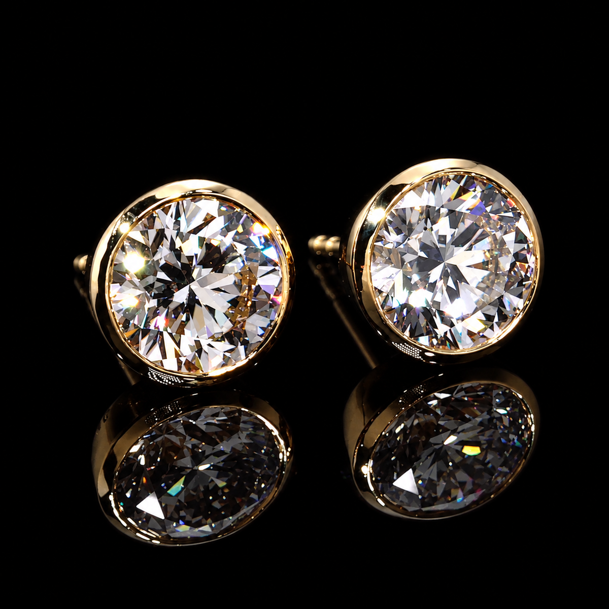 Bezel Set Round Stud Earrings