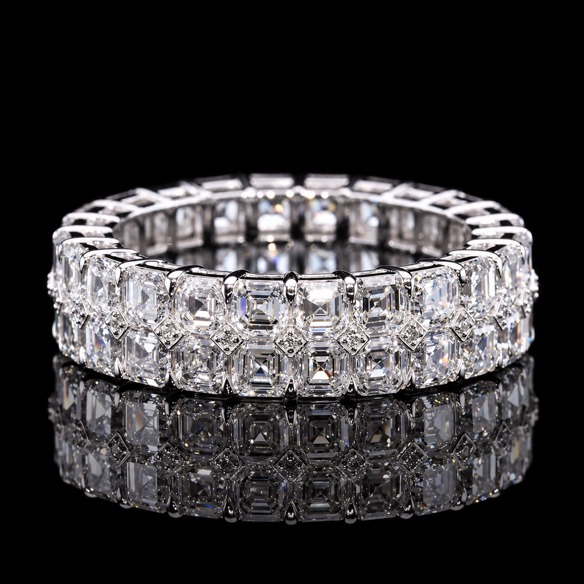 Double-Row Asscher Diamond Eternity Band