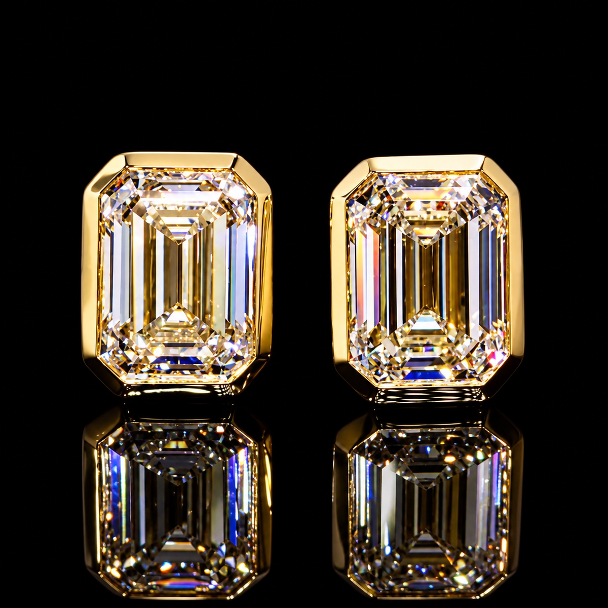 Bezel Set Lab Diamond Emerald Studs