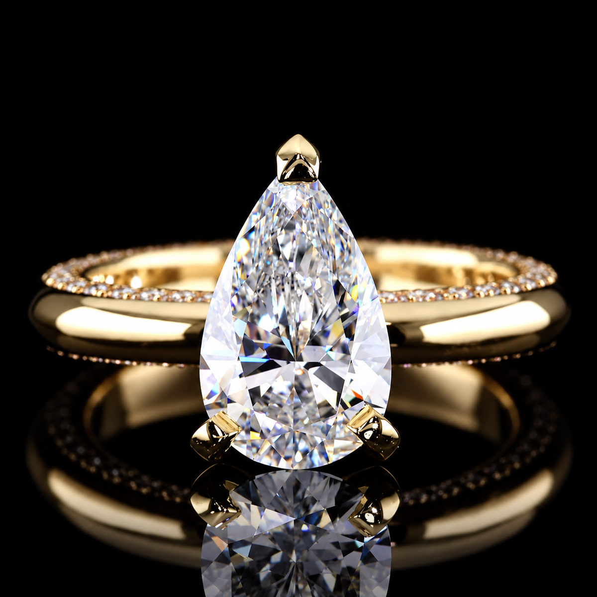 Pear Diamond Solitaire Ring