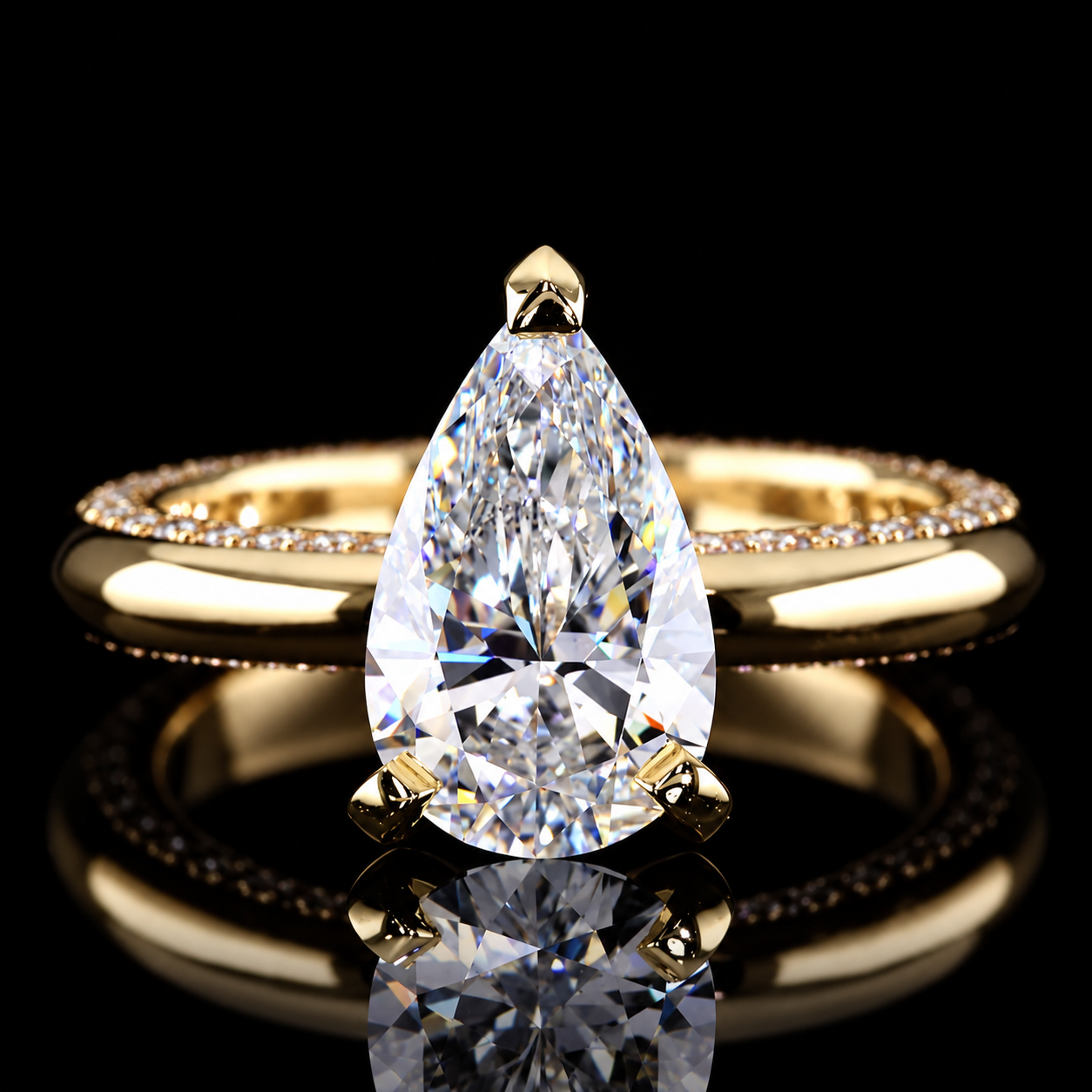 Pear Diamond Solitaire Ring