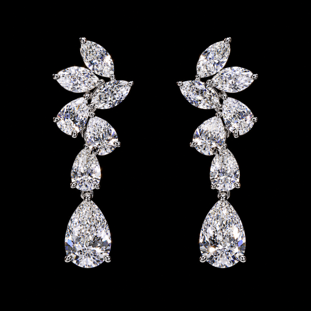 9.33 CT pear and marquise diamond drop earrings by Dan Mor Diamonds