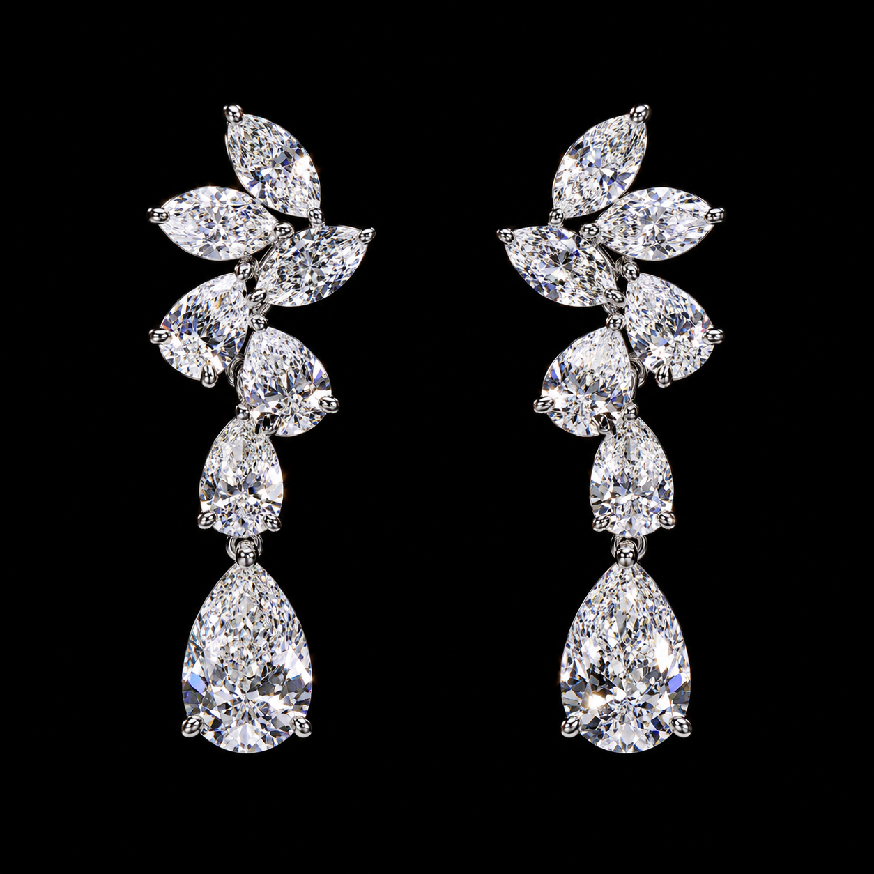 9.33 CT pear and marquise diamond drop earrings by Dan Mor Diamonds