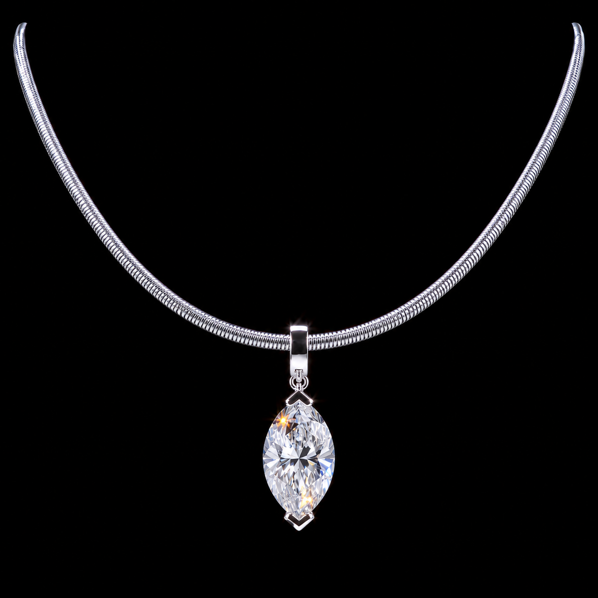Silver Cord Marquise Diamond Necklace
