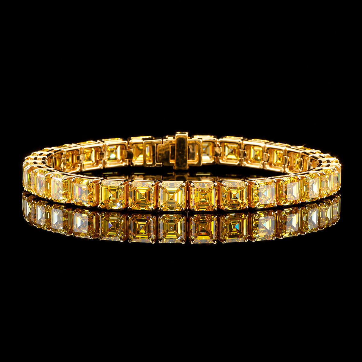 Yellow Diamond Asscher Cut Tennis Bracelet Dan Mor Diamonds