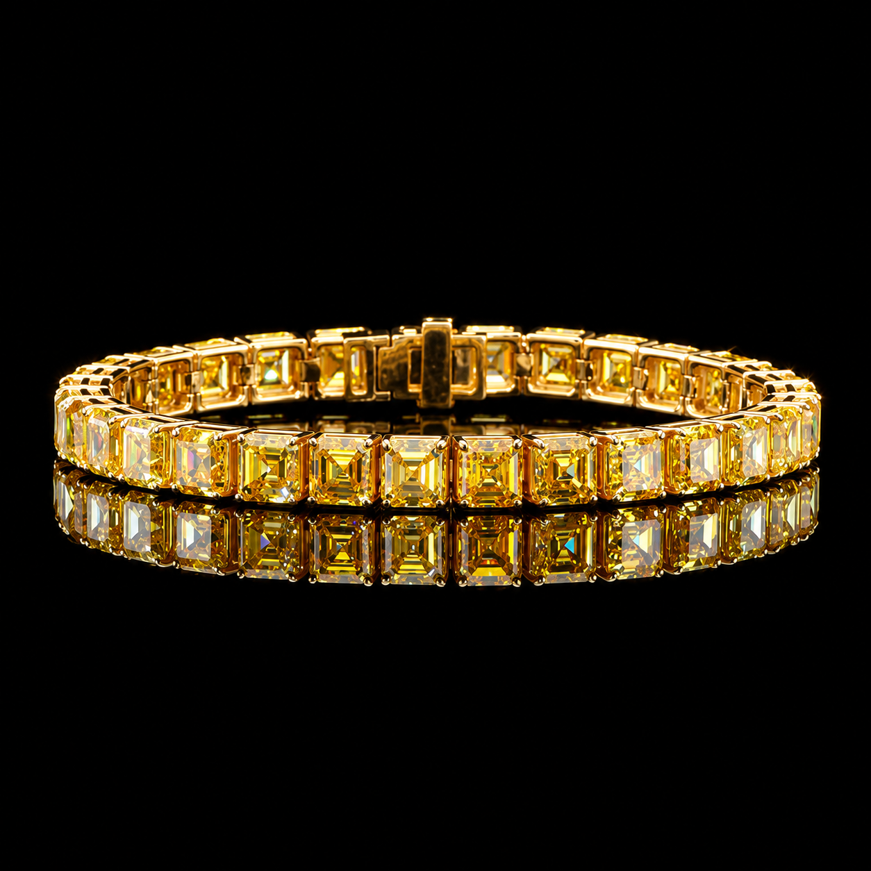 Yellow Diamond Asscher Cut Tennis Bracelet Dan Mor Diamonds