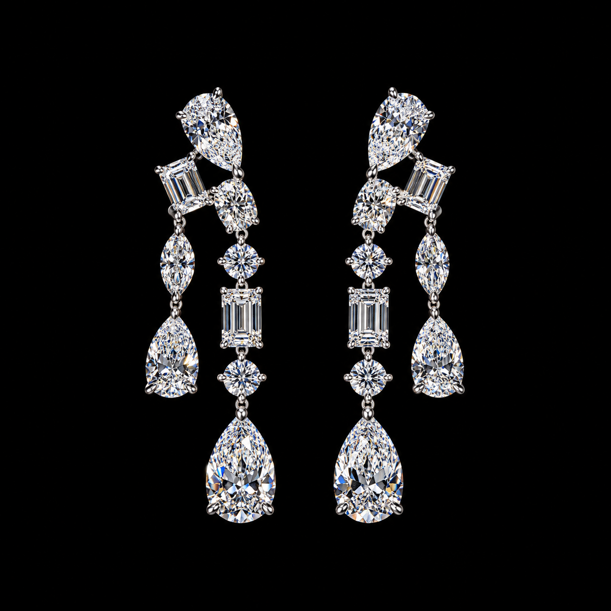 7.23 CT mixed shape diamond drop earrings by Dan Mor Diamonds