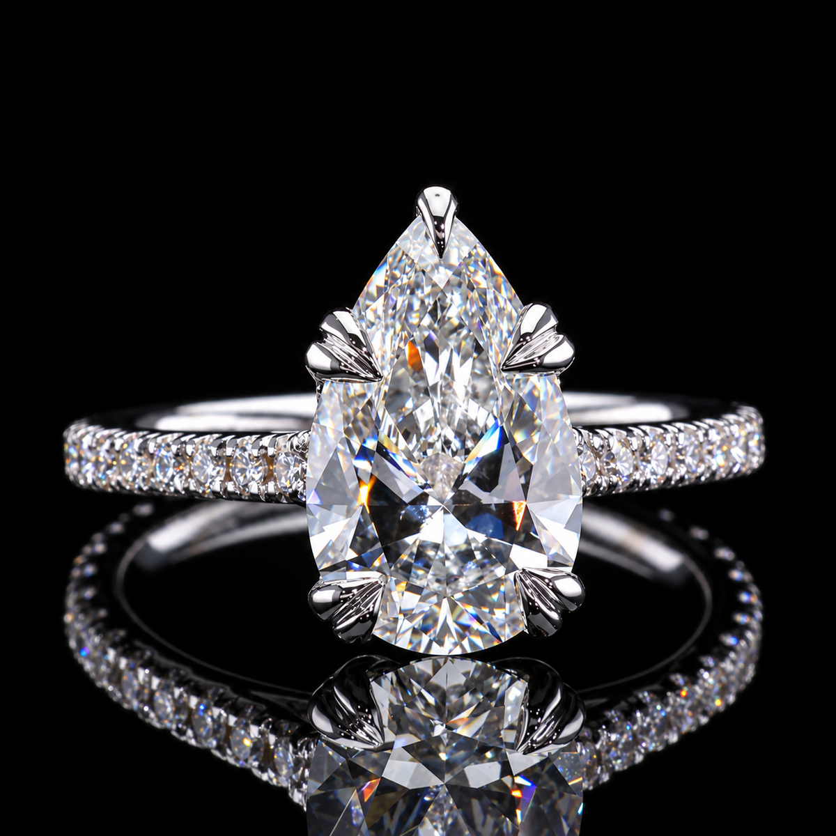 Pear halo Ring