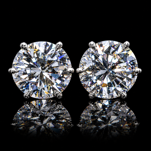 4.06 CT round diamond stud earrings in F color VVS2-VS1 clarity by Dan Mor Diamonds