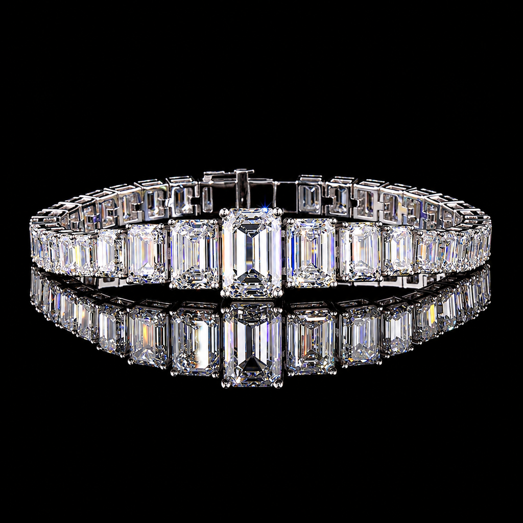 Emerald Cut Diamond Tennis Bracelet