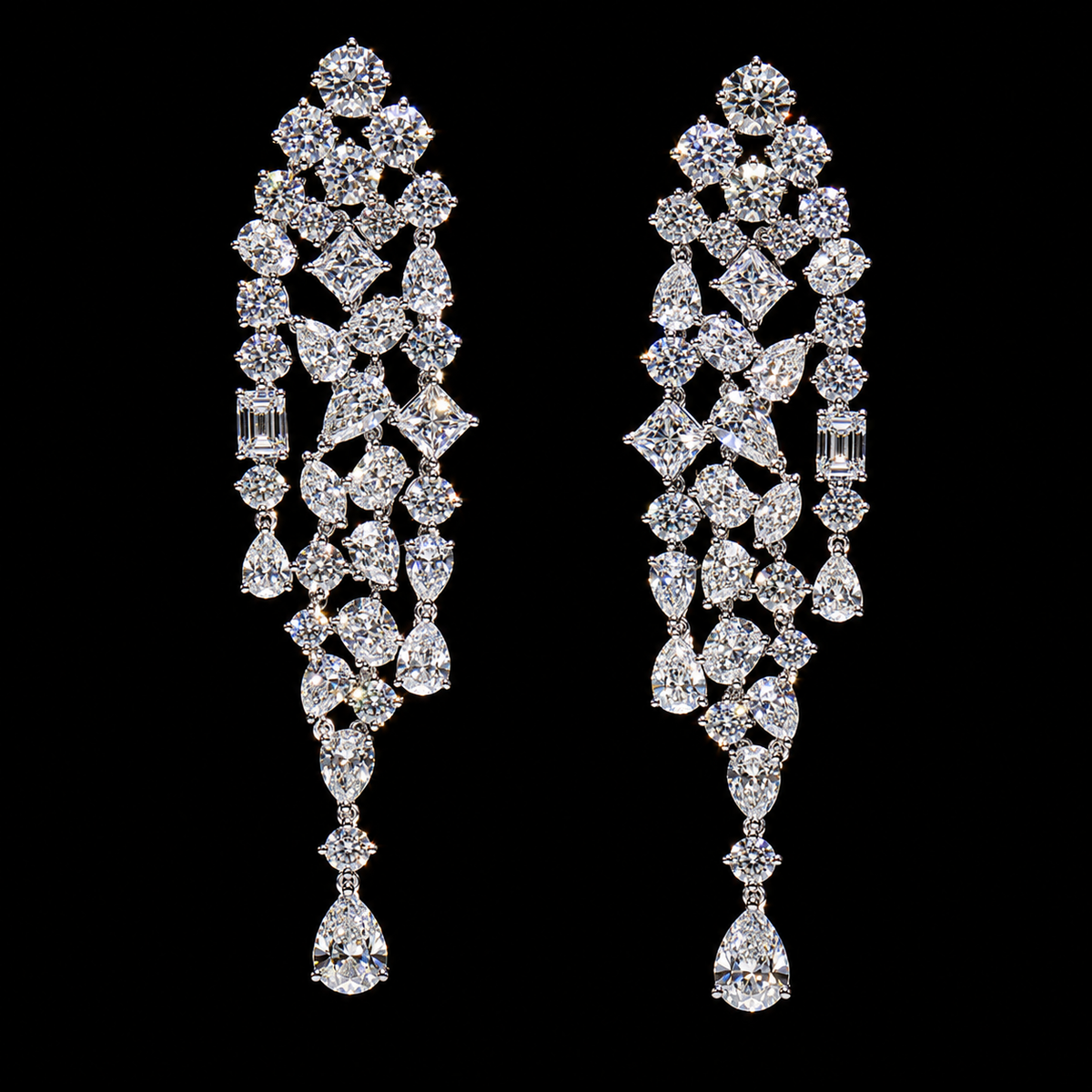 20.42 CT mixed cut diamond chandelier earrings by Dan Mor Diamonds