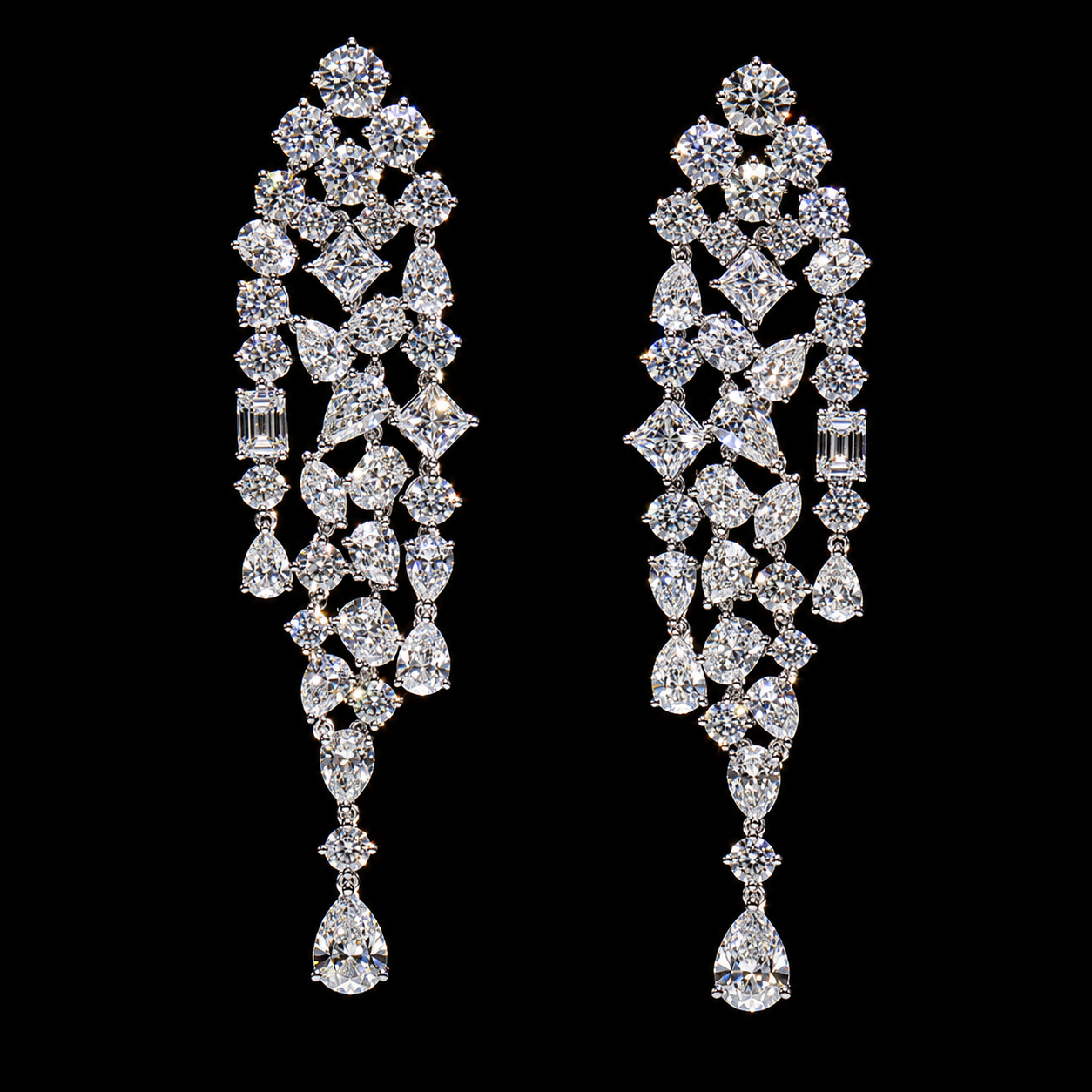 20.42 CT mixed cut diamond chandelier earrings by Dan Mor Diamonds