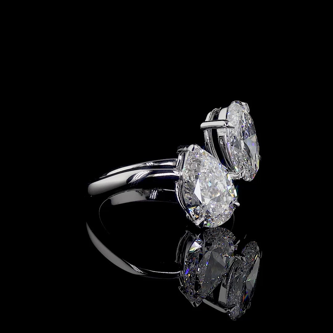 Pear & Oval Diamond Toi et Moi Ring dan mor
