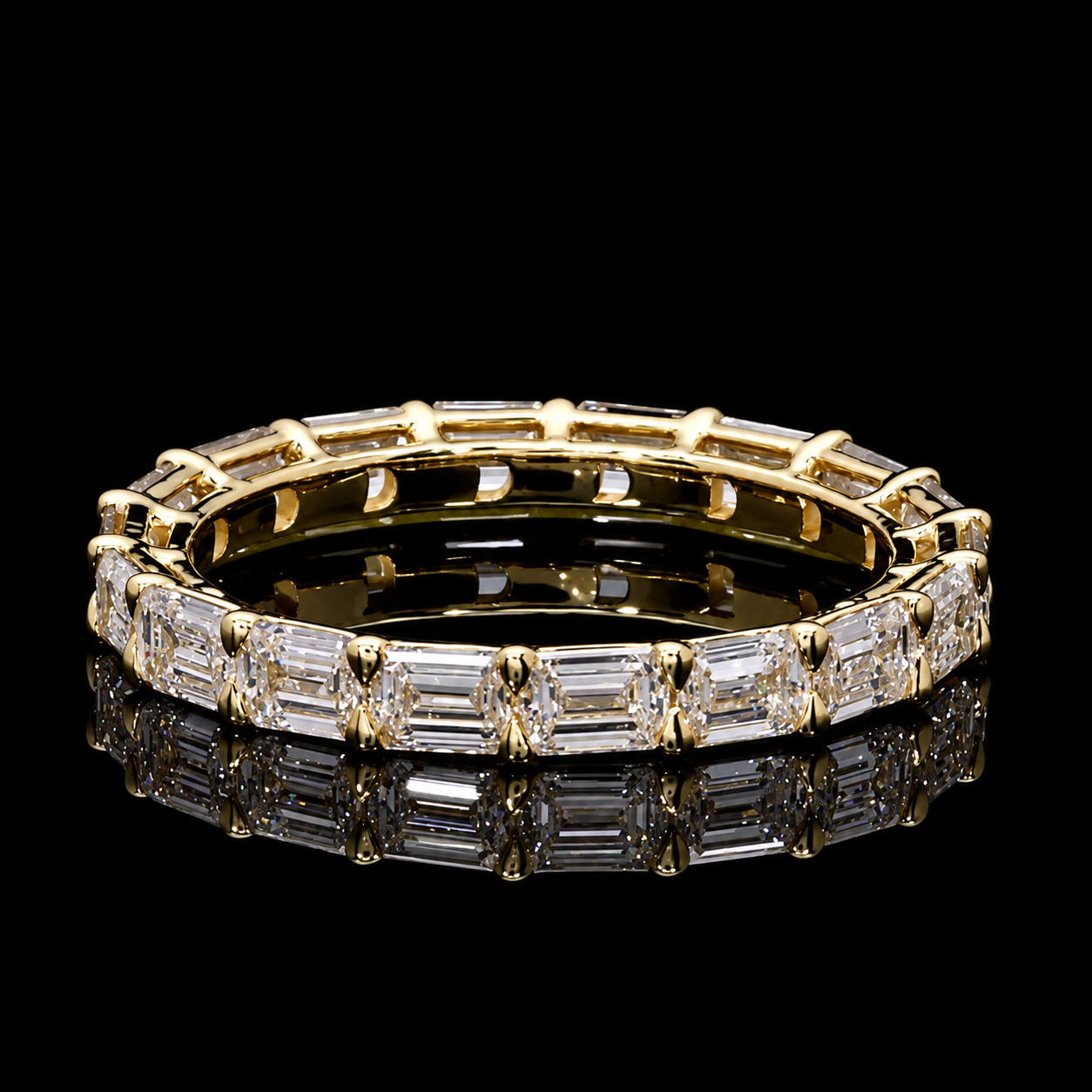 Olivia East-West Emerald Diamond Eternity Band