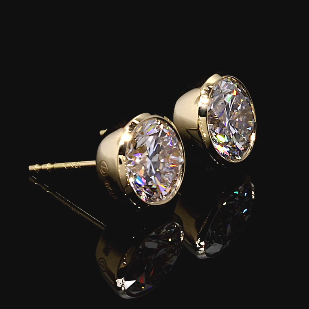 Bezel Set Round Stud Earrings
