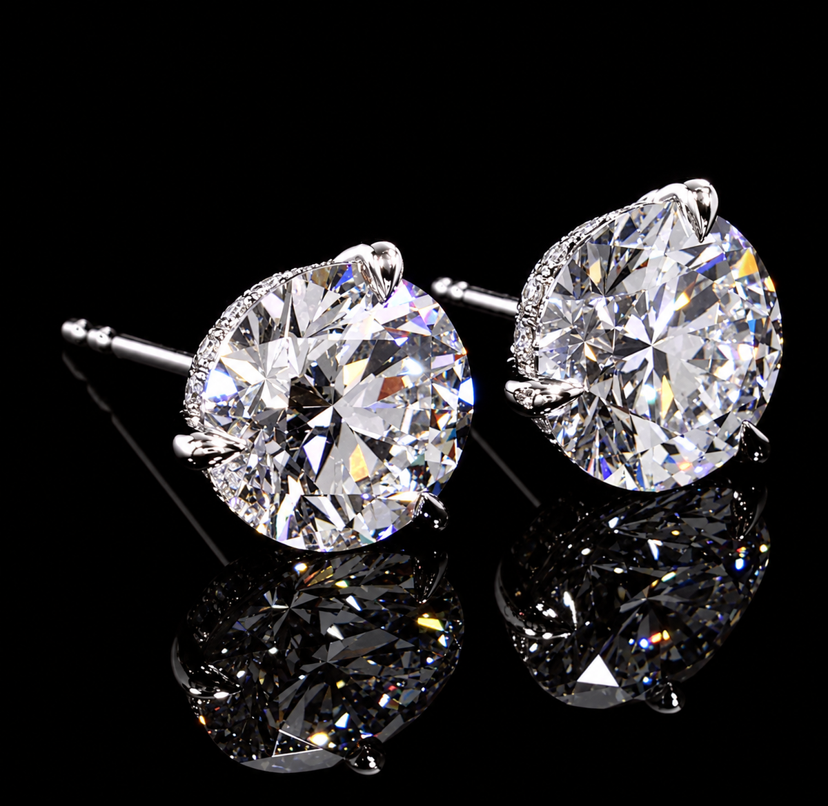 Round Hidden Halo Martini Studs