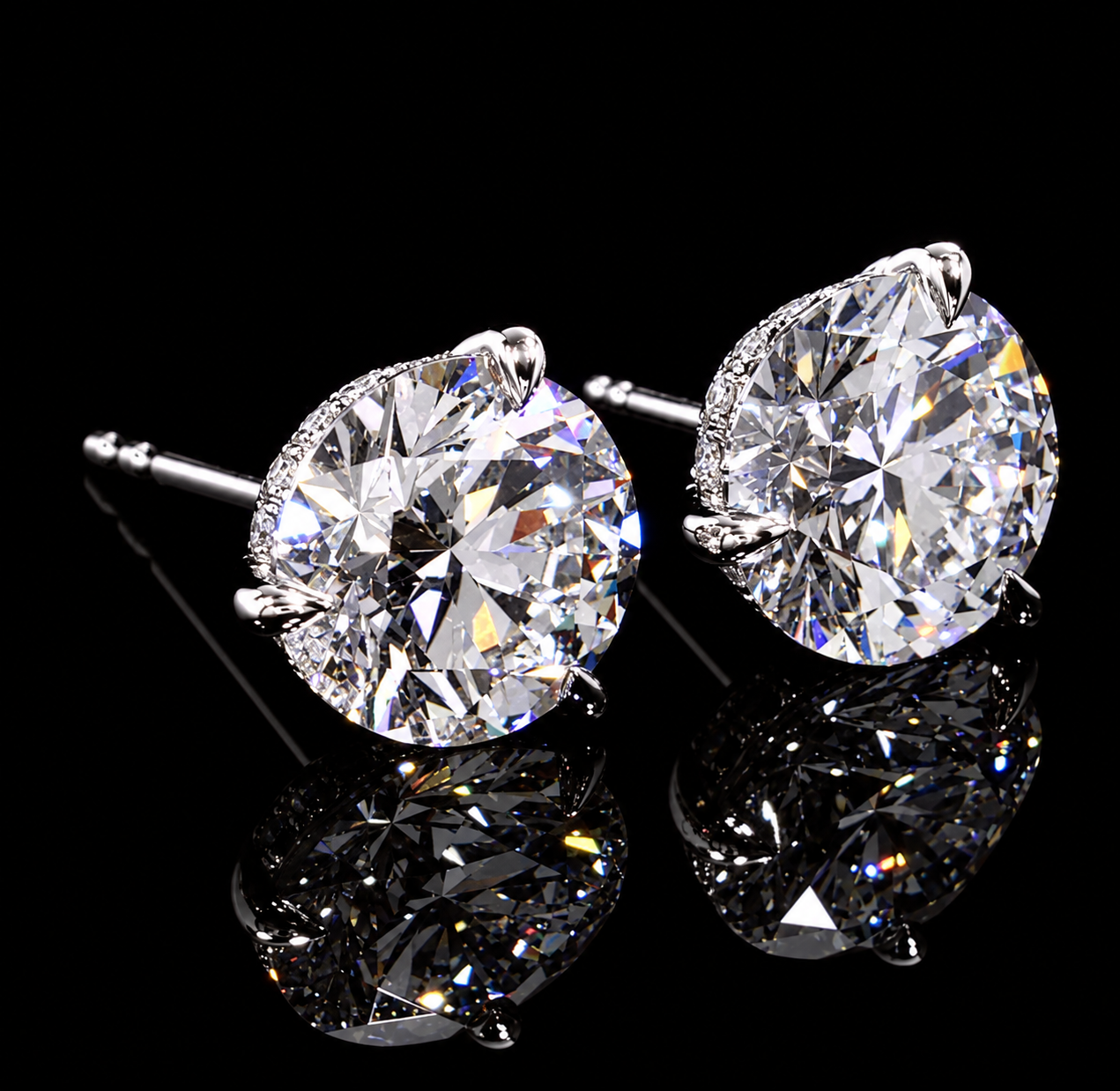 Round Hidden Halo Martini Studs