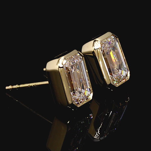 Bezel Set Lab Diamond Emerald Studs
