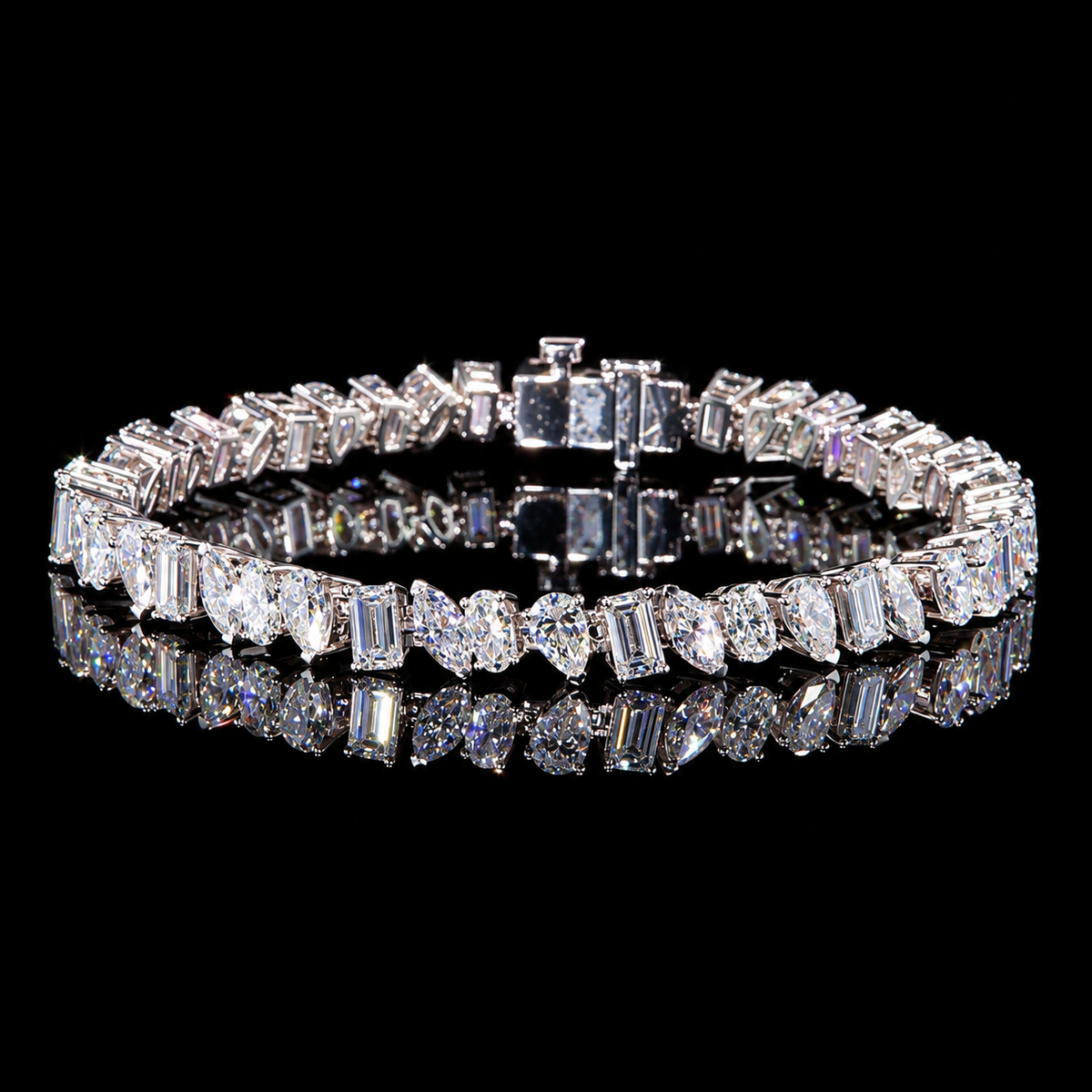Mixed Cut Diamond Tennis Bracelet