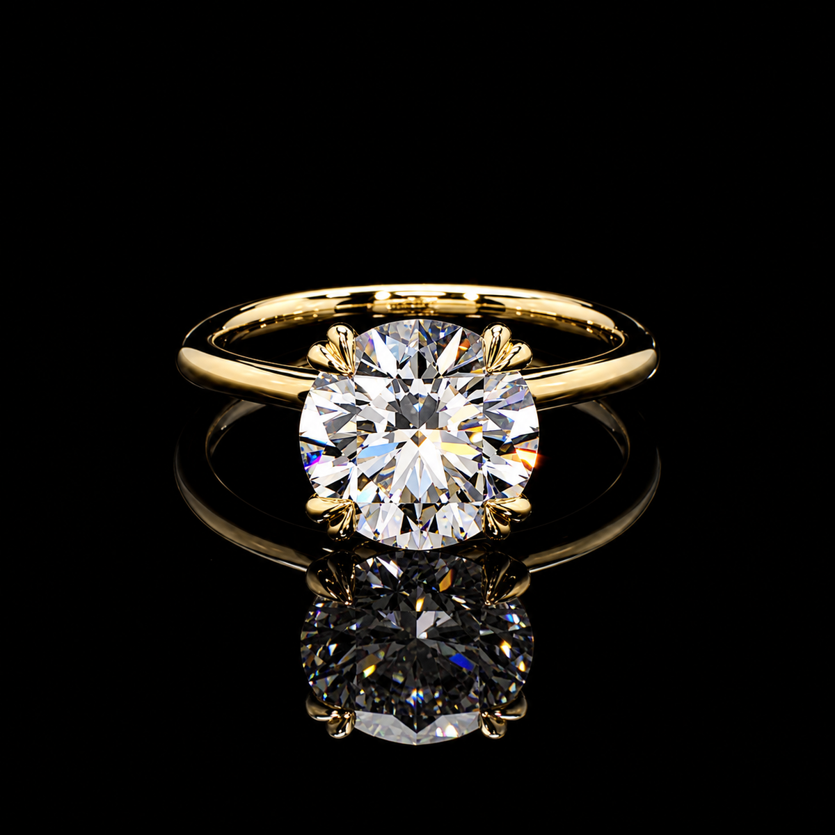 Round Solitaire Hidden Halo Ring