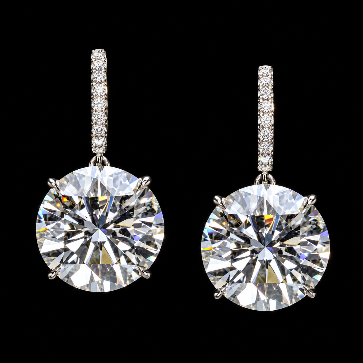 6.00 CT round shape diamond drop earrings by Dan Mor Diamonds