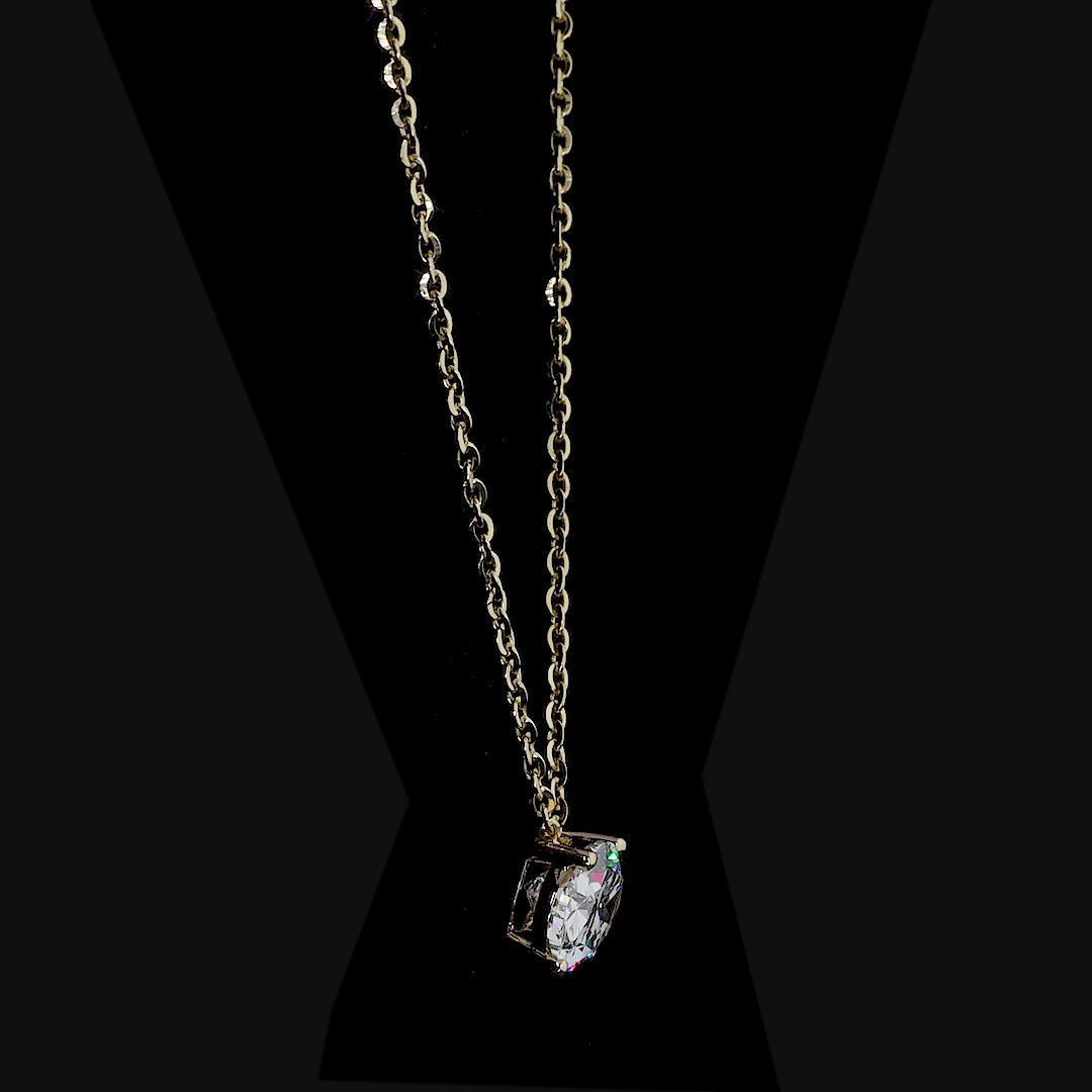 Oval Diamond Solitaire Pendant Necklace