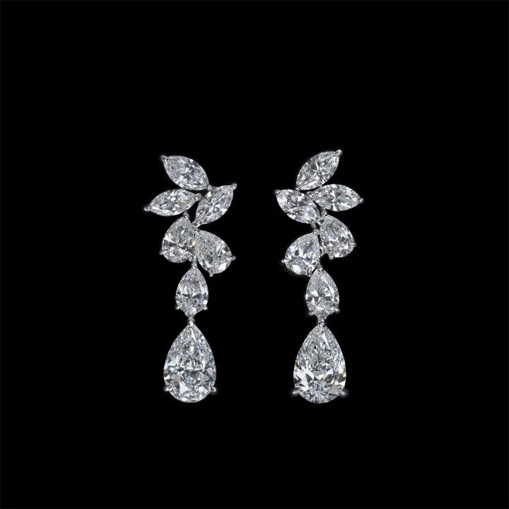 9.33 CT DIAMOND EARRING PEAR AND MARQUISE E-F VS1-VS2