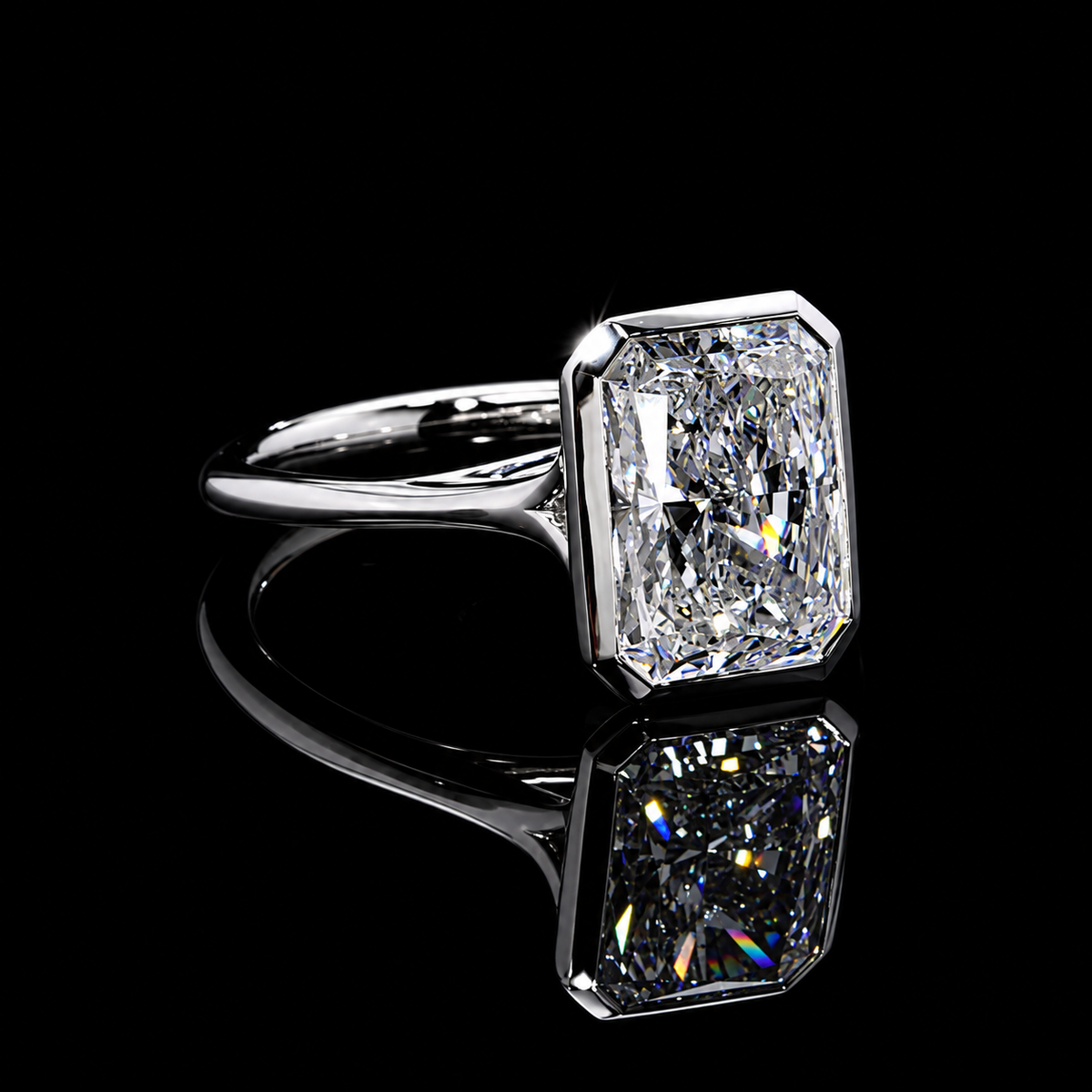 Radiant Diamond Bezel Set Ring