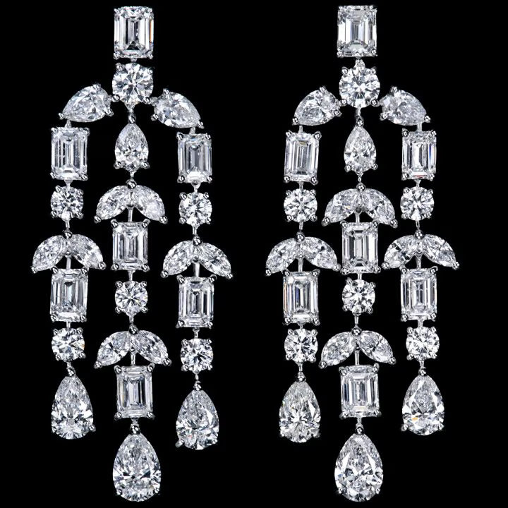 15.84 CT EMERALD, ROUND, MARQUISE, AND PEAR MIX-CUT EARRING