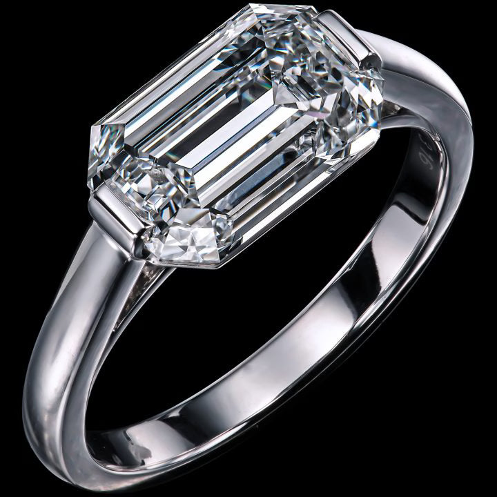 East West Emerald Cut Engagement Ring