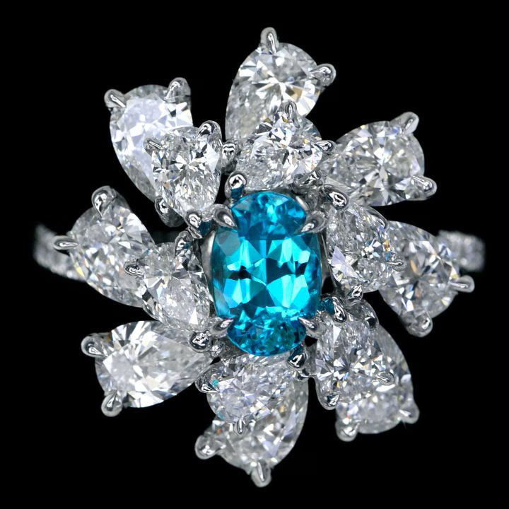 Finding Beauty Paraiba Diamond Flower Ring