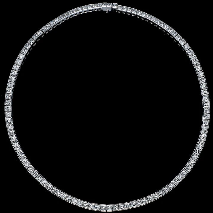 Princess Cut Straight Row Diamond Necklace