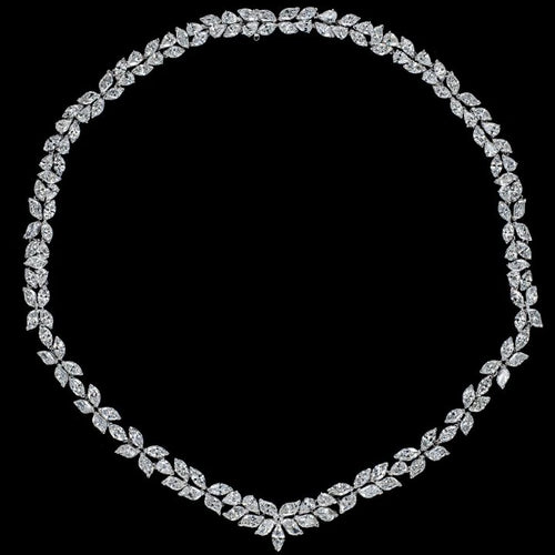 34.33 CT botanical vine diamond necklace in D-F color VVS1-VS2 clarity by Dan Mor Diamonds