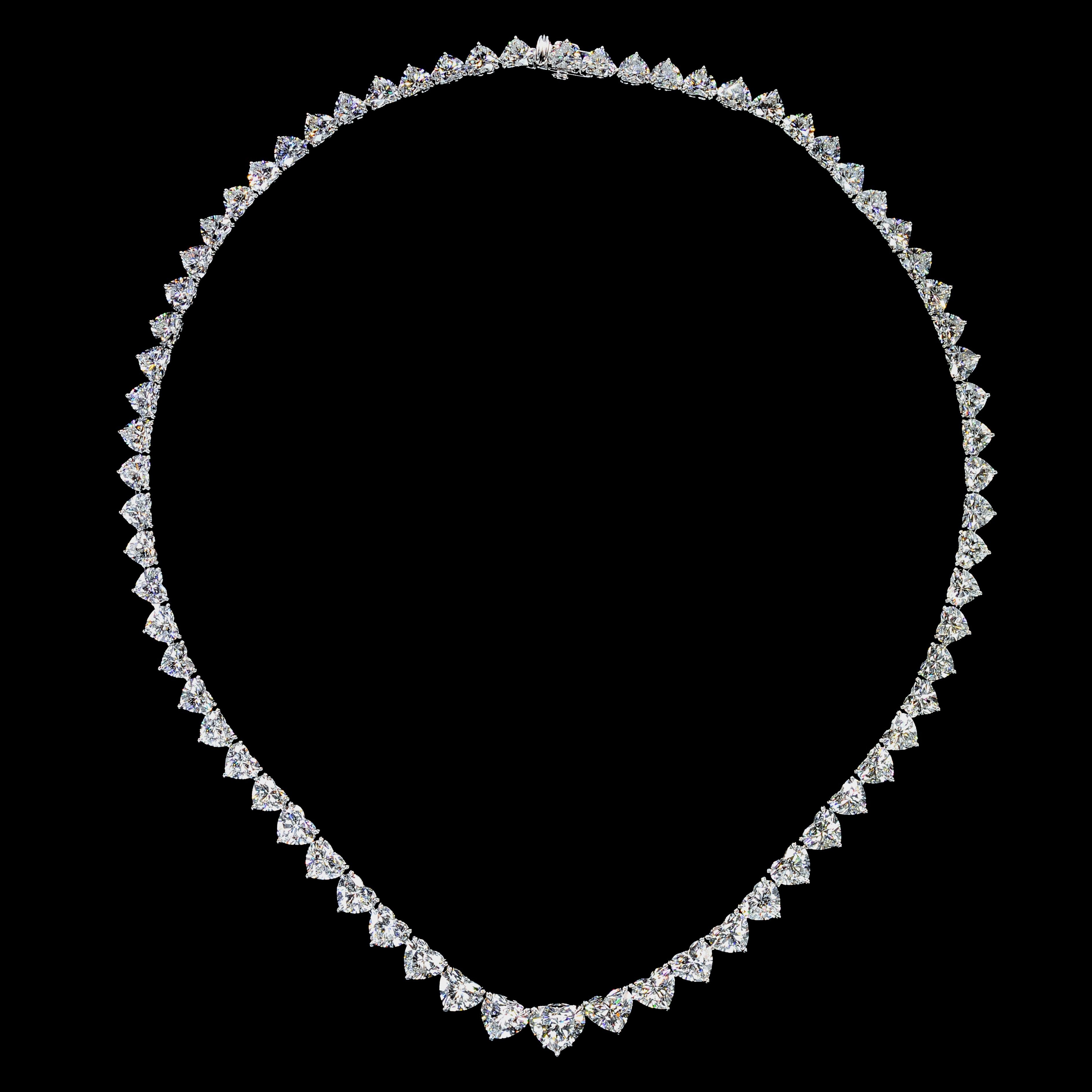 total 34.62 carat heart shape diamond necklace