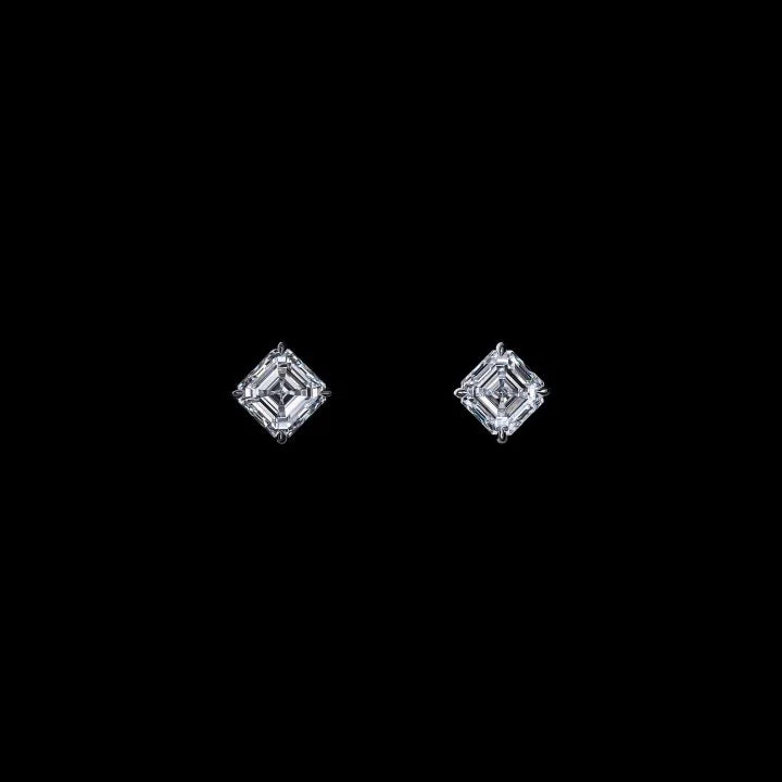 4.02 CT SQUARE EMERALD DIAMOND STUD EARRING F VVS1-VVS2