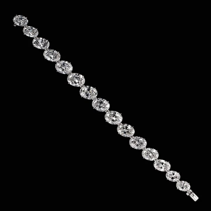 TOTAL 48.83 CT OVAL CUT DIAMOND TENNIS BRACELET