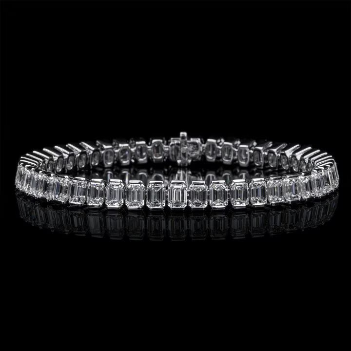 Emerald Cut Diamond Straight Row Bracelet