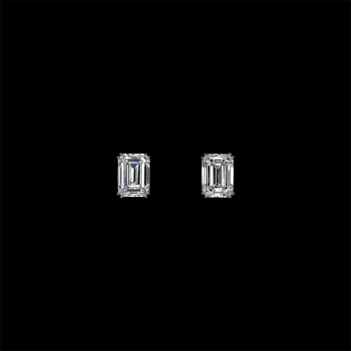 6.11 CT EMERALD SHAPE STUD EARRING D VS1-VS2