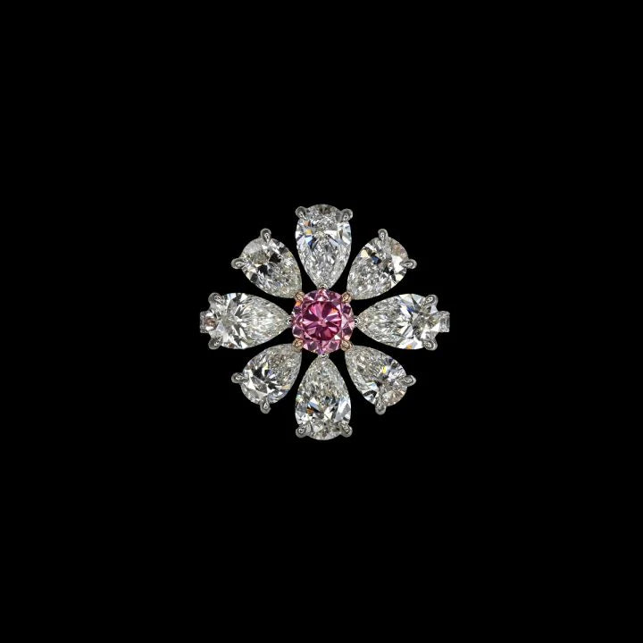 FULL BLOOM FANCY VIVID PURPLISH-PINK RING THE RING TOTALS 3.70 CARATS RING