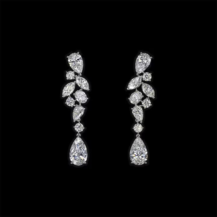 7.72 CT FANCY SHAPE DIAMOND EARRING D-F VVS1-VS2 PEAR, MARQUISE, AND ROUND BRILLIANT DIAMOND
