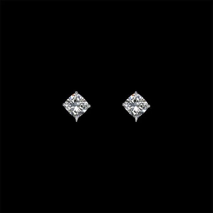 CUSHION CUT DIAMOND STUD EARRING F COLOR VS1 CLARITY