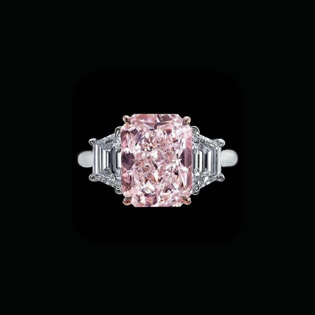 RADIANT-CUT FANCY PINK DIAMOND OF 3.50 CARATS RING