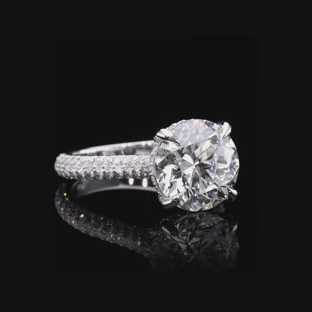 Round Diamond Double Pavé Solitaire Ring