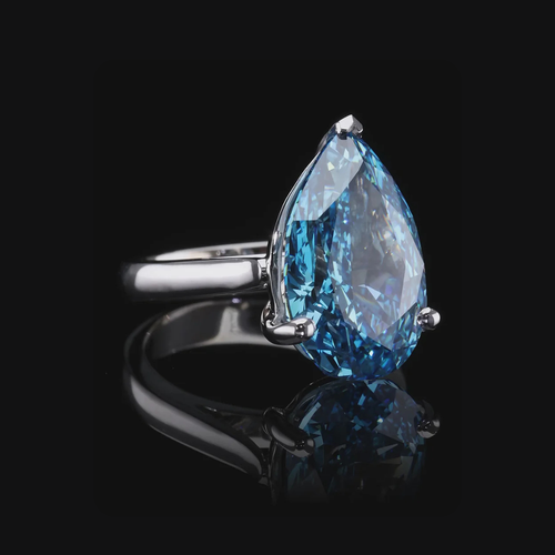 Blue Pear Diamond Ring