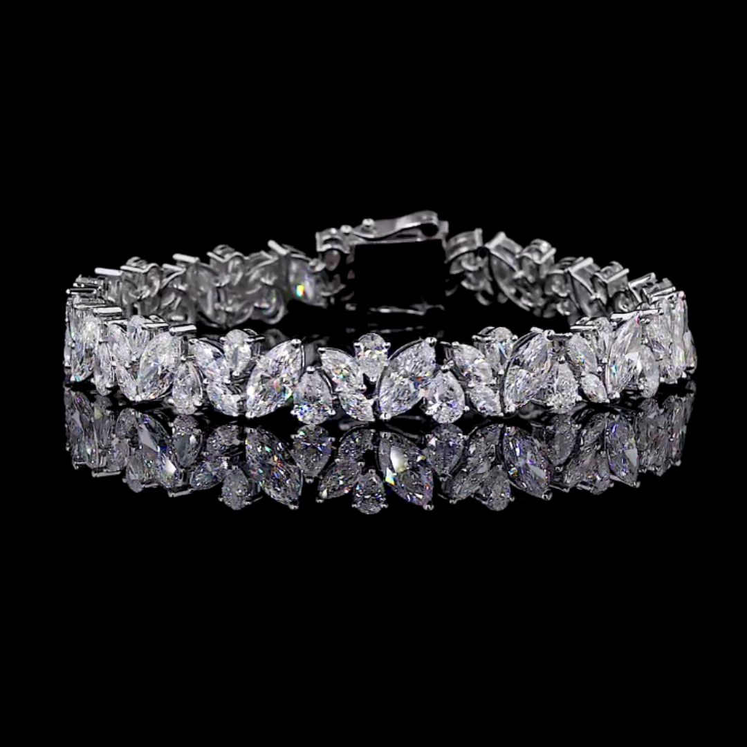 Pear & Marquise Diamond Cluster Tennis Bracelet Dan Mor Diamonds