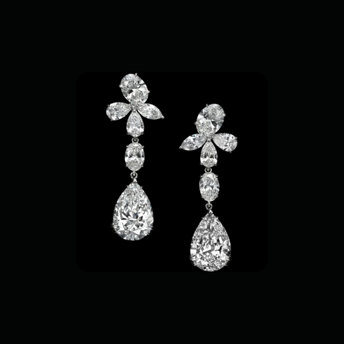 Over 16 CT pear oval and marquise diamond drop earrings by Dan Mor Diamonds