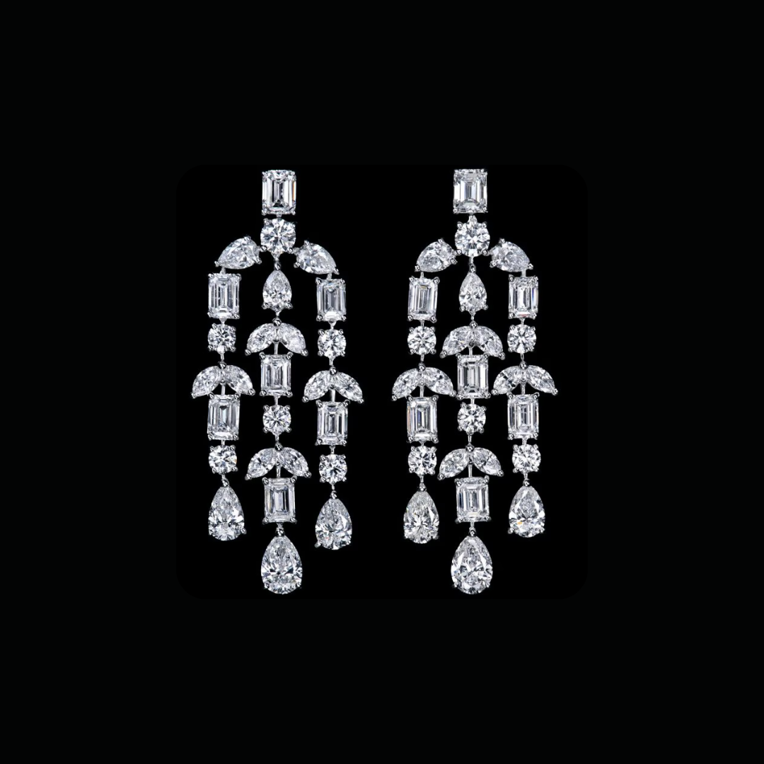 15.84 CT EMERALD, ROUND, MARQUISE, AND PEAR MIX-CUT EARRING