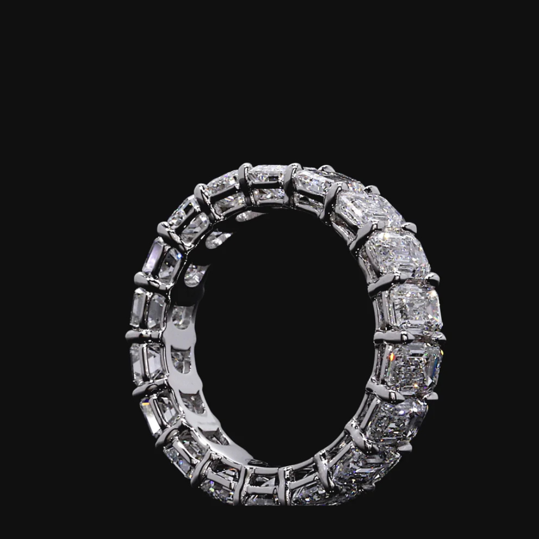 LARGE EMERALD LAB DIAMOND ETERNITY BAND
