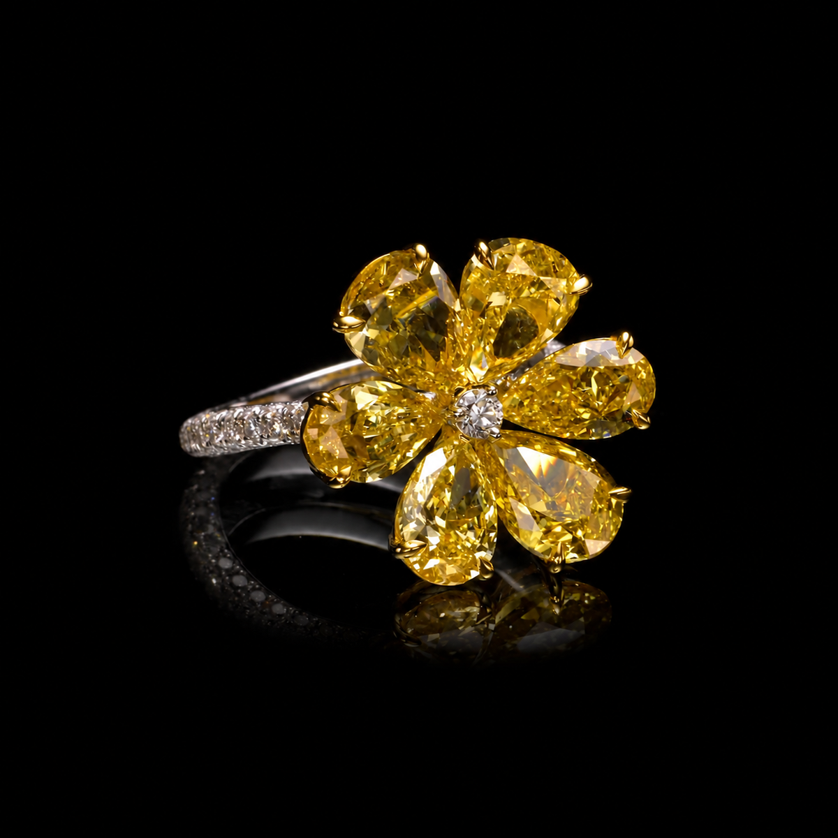 Yellow Radiant Trinity Ring