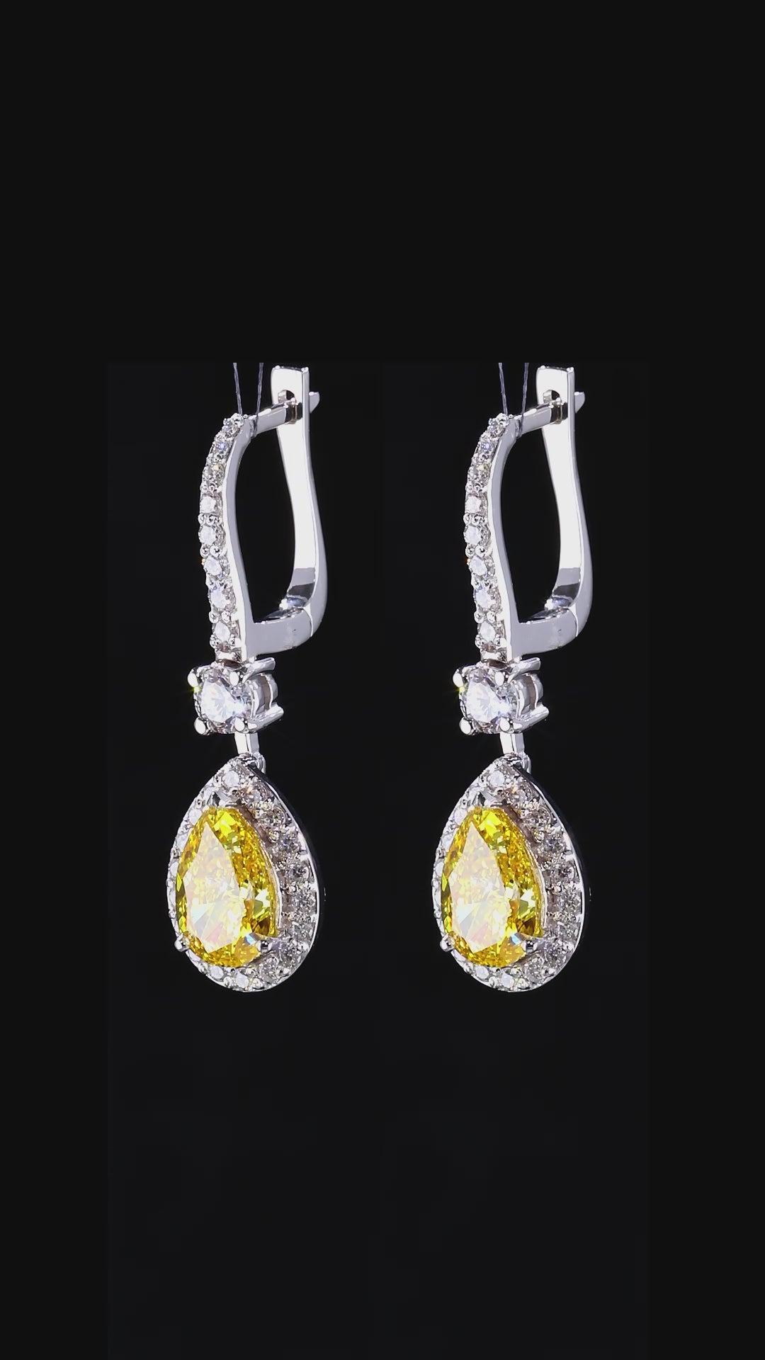 Yellow Pear Diamond Halo Drop Earrings Dan Mor Diamonds